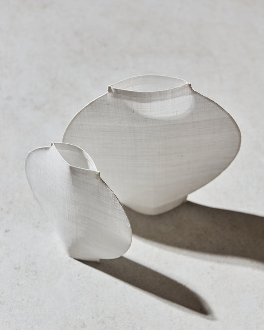 Hand-stitched Mosi Moon Jar made from Korean ramie textile