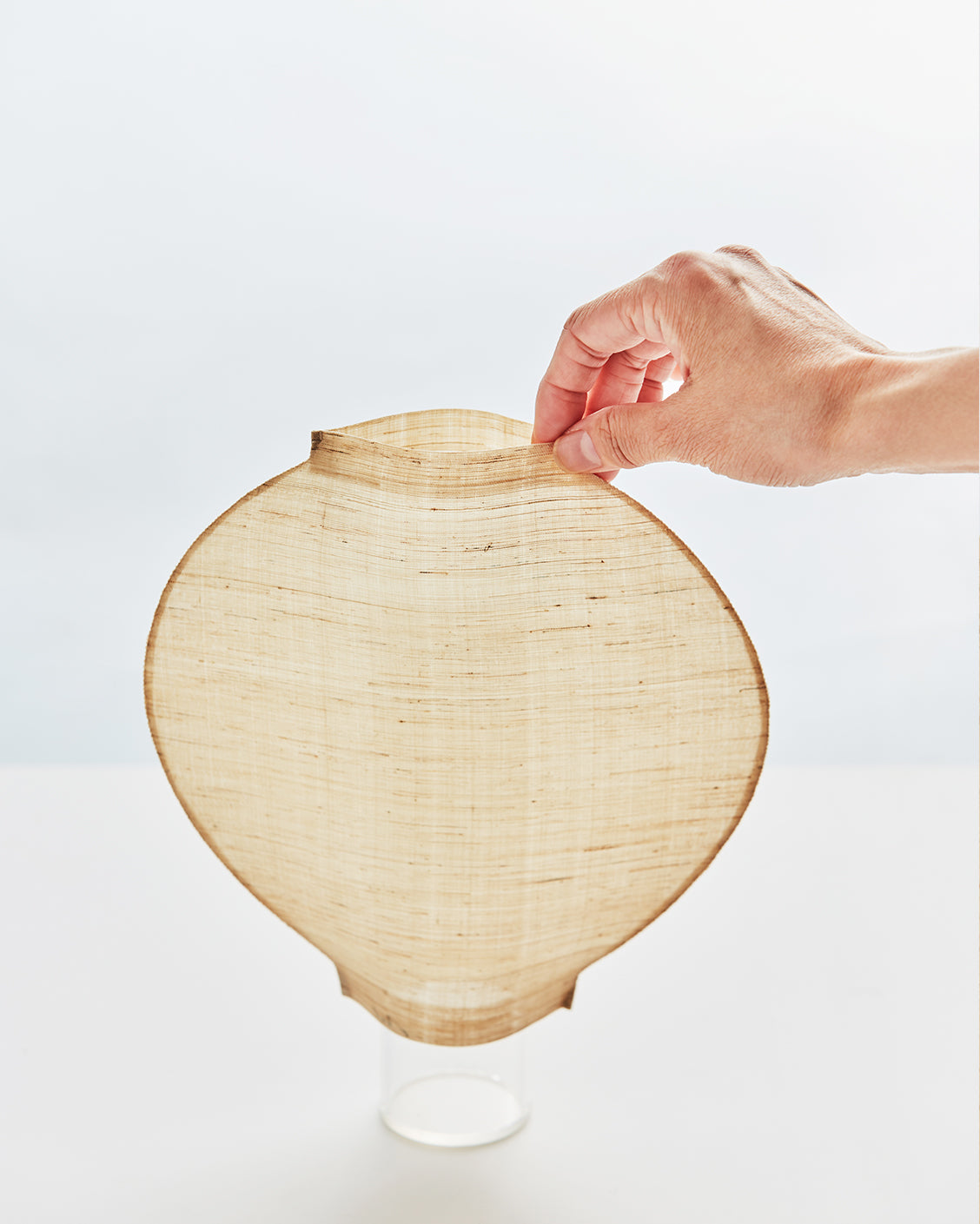 Hand-stitched Mosi Moon Jar made from Korean ramie textile
